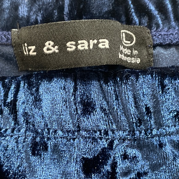 LIZ & SARA Blue Velvet Shorts (L) - Picture 2 of 3